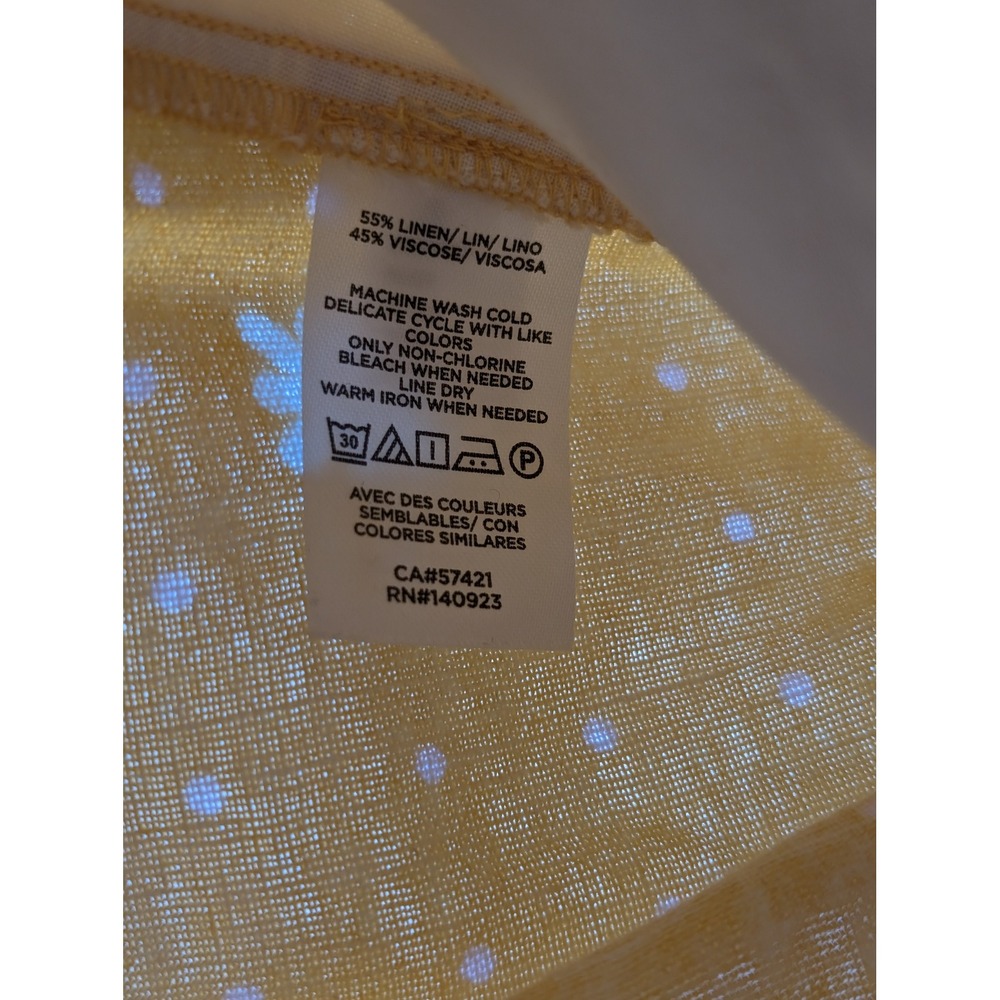 Daisy Polka Dot Linen Mini Skirt Size S Butter Yellow Pockets Preppy Beach Twee - Picture 6 of 9
